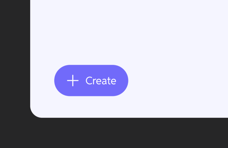 Purple 'Create' button on dark background