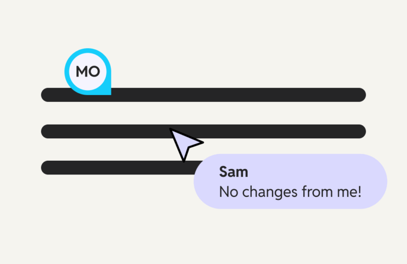 Cursor pointing at text message