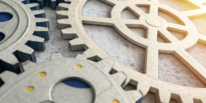 Interlocking gears of a centralized document management system streamlining business operations.