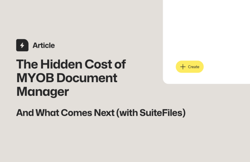 Image of the title of the blog that says "The hidden cost of MYOB document manager"