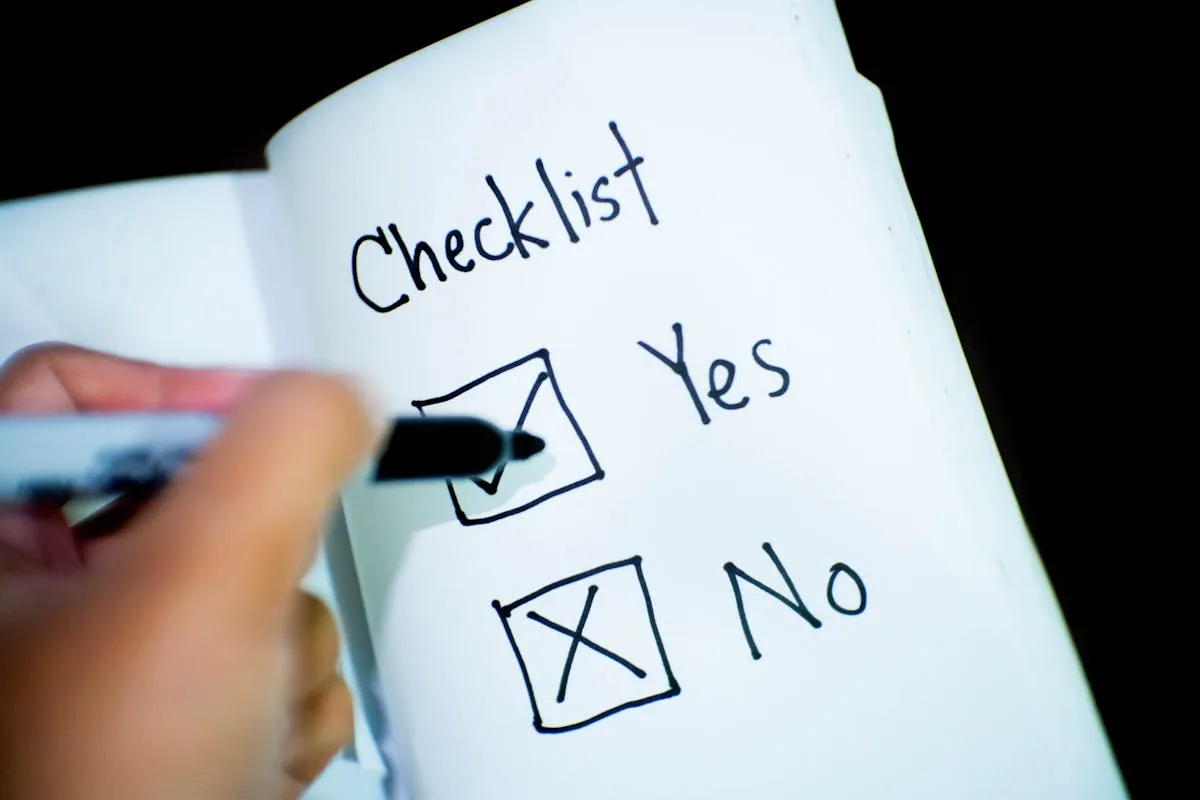 Business professional reviewing a vendor evaluation checklist for document management software