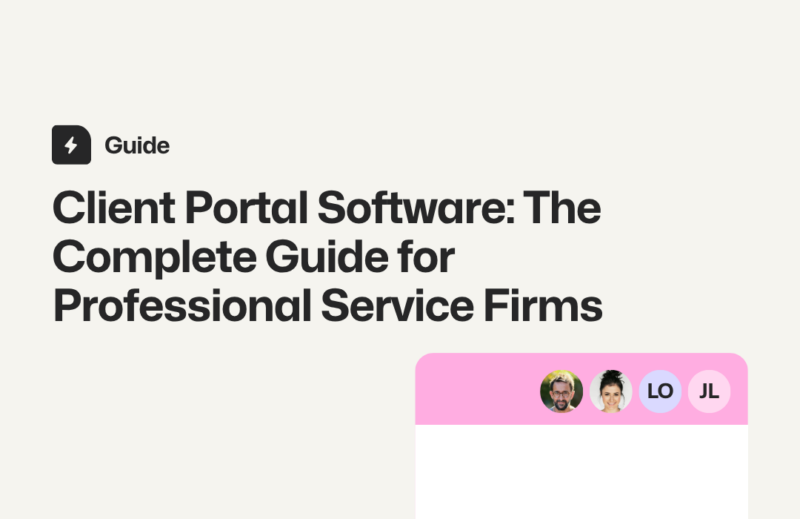 image of users on a shared document with text saying 'Client Portal Software: The Complete Guide for Professional Service Firms'