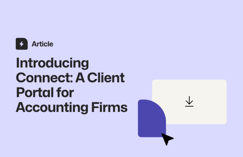 image depicting a document being downloaded with the supporting text 'Introducing Connect: A Client Portal for Accounting Firms'